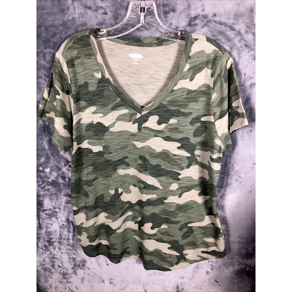 Old Navy Tops - Old Navy Top Women’s Camouflage T Shirt Casual V neck Short Sleeve Shirt L